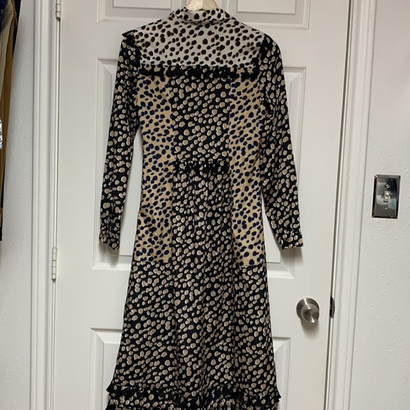 NEVER FULLY DRESSED Edna Leopard Print Tassel Midi Shirt Dress Size S - Picture 7 of 11